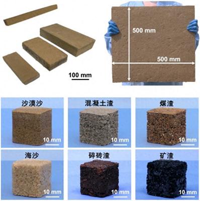 利用沙漠沙、海沙、礦渣等不同固體顆粒可構筑高強度仿生低碳新型建筑材料。圖片來源:中國科學院理化技術研究所